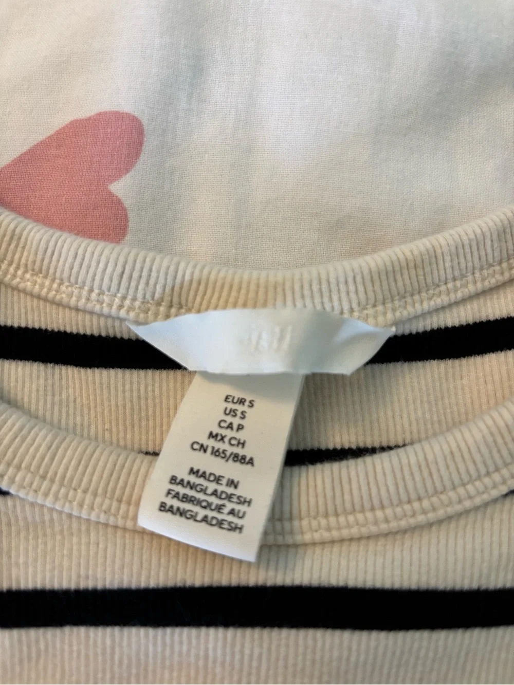 H&M Black and Cream Striped Racer Crop Top
